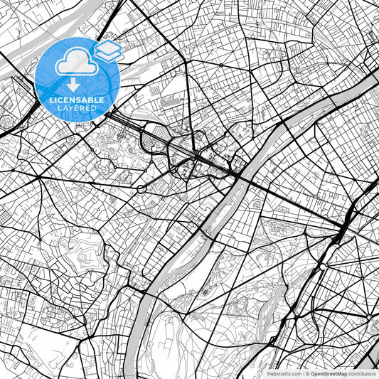 Layered PDF map of Puteaux, Hauts-de-Seine, France