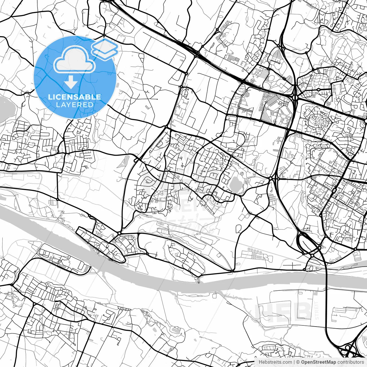 Layered PDF map of Saint-Herblain, Loire-Atlantique, France
