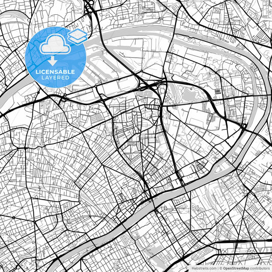 Layered PDF map of Gennevilliers, Hauts-de-Seine, France