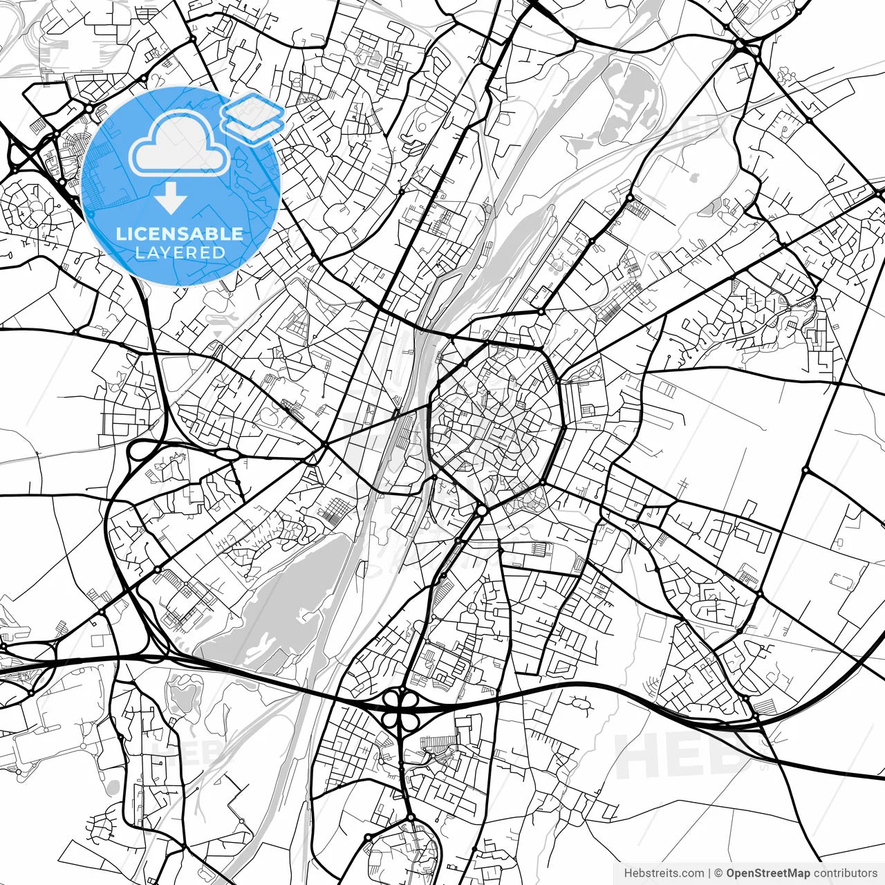 Layered PDF map of Valenciennes, Nord, France