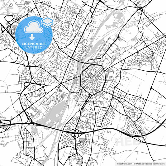 Layered PDF map of Valenciennes, Nord, France