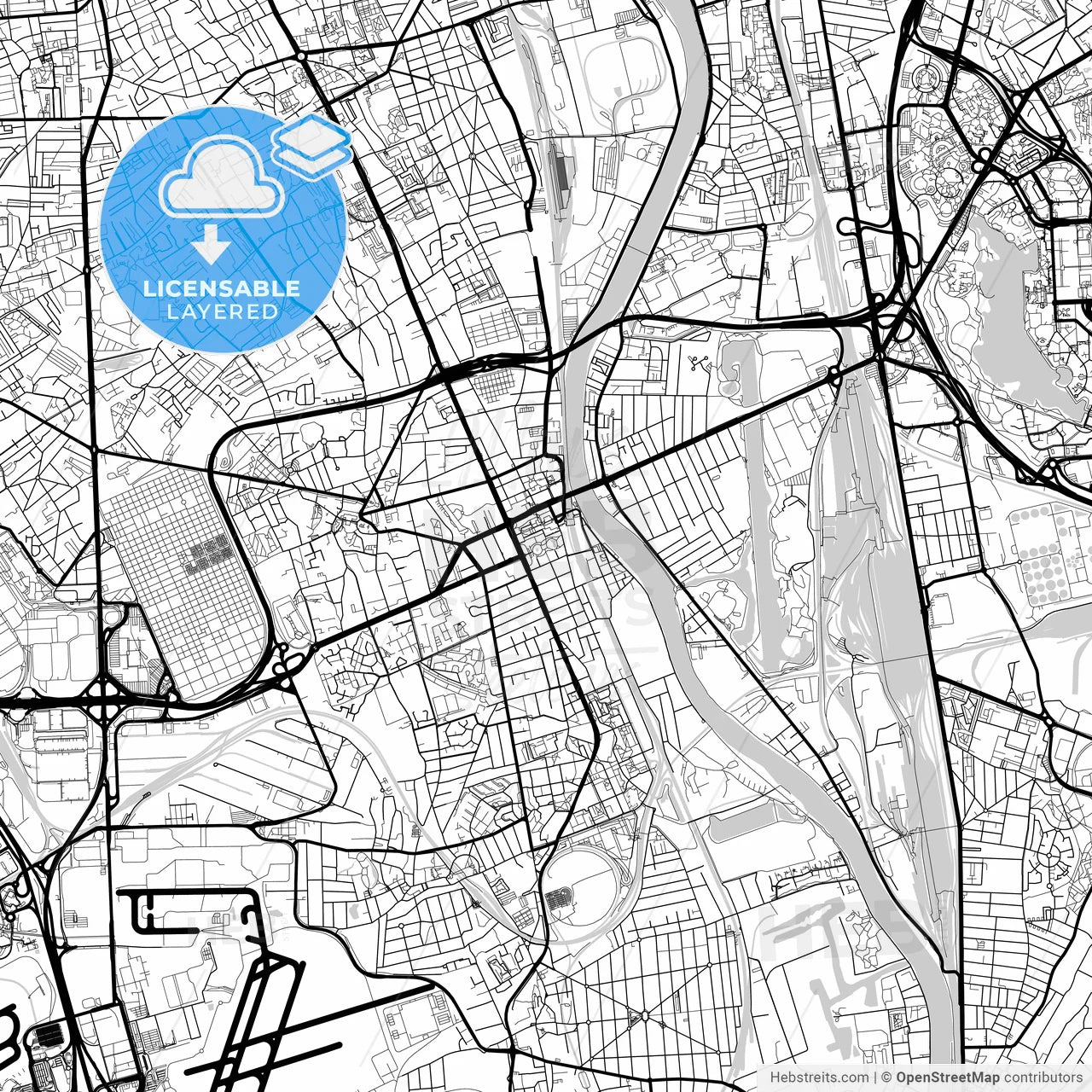 Layered PDF map of Choisy-le-Roi, Val-de-Marne, France