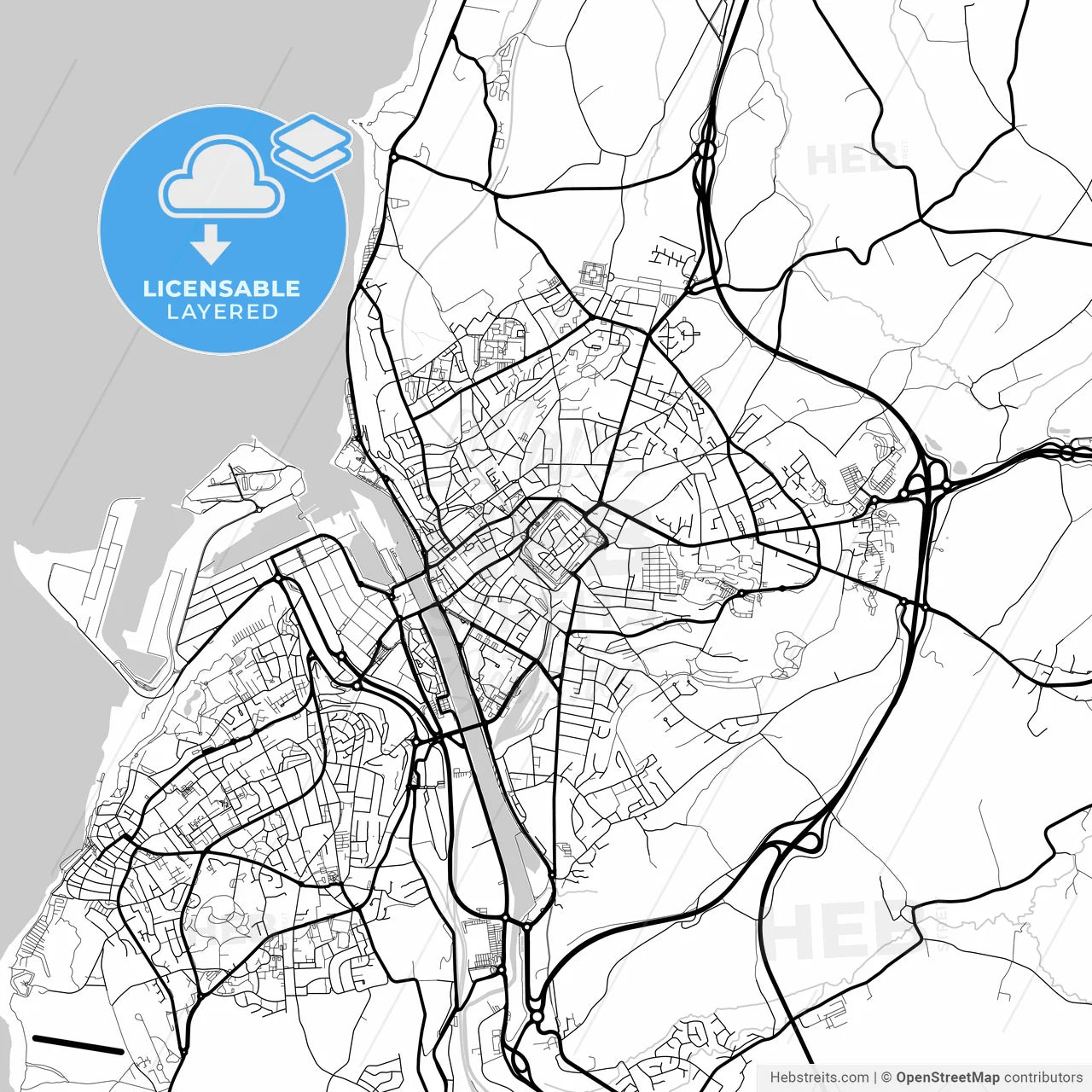 Layered PDF map of Boulogne-sur-Mer, Pas-de-Calais, France