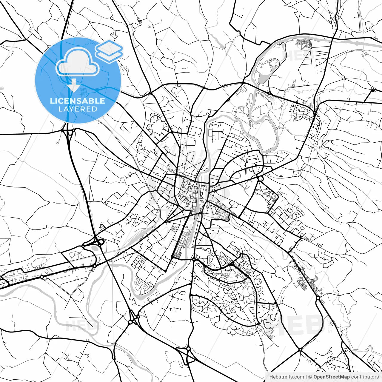 Layered PDF map of Castres, Tarn, France