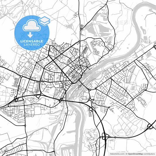 Layered PDF map of Thionville, Moselle, France