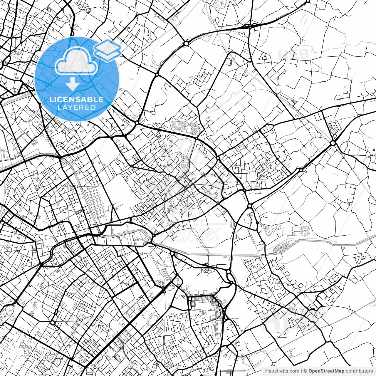 Layered PDF map of Wattrelos, Nord, France
