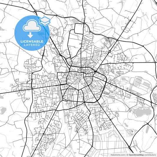Layered PDF map of Bourg-en-Bresse, Ain, France