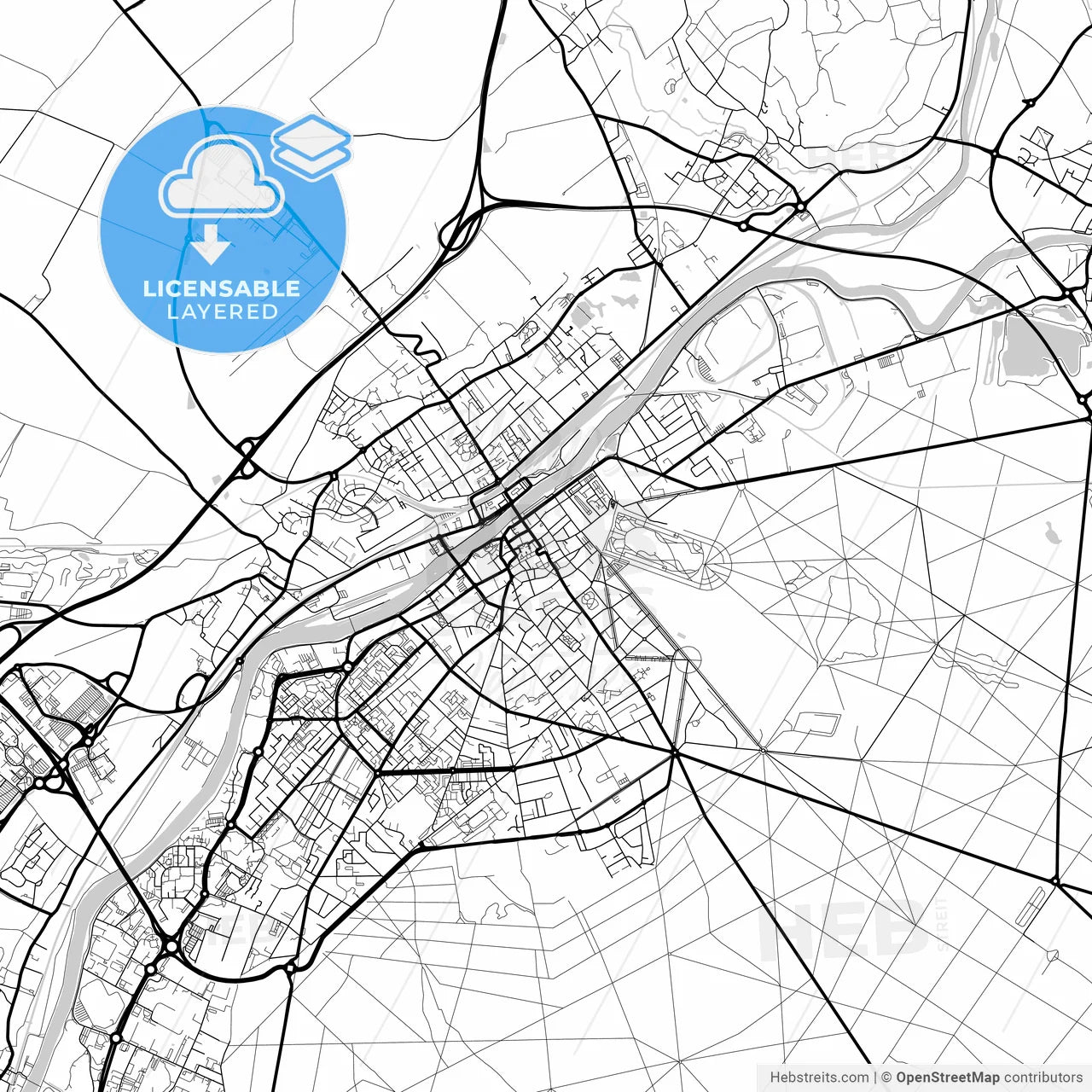 Layered Pdf Map Of Compiègne, Oise, France – HEBSTREITS