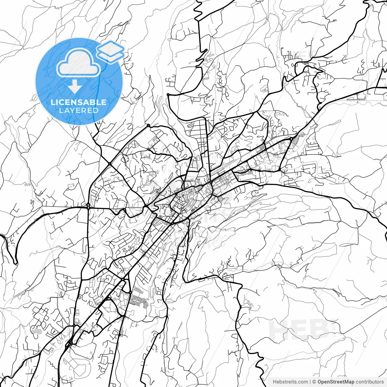 Layered PDF map of Gap, Hautes-Alpes, France