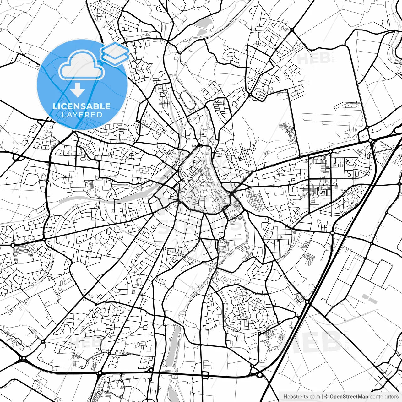 Layered PDF map of Chartres, Eure-et-Loir, France