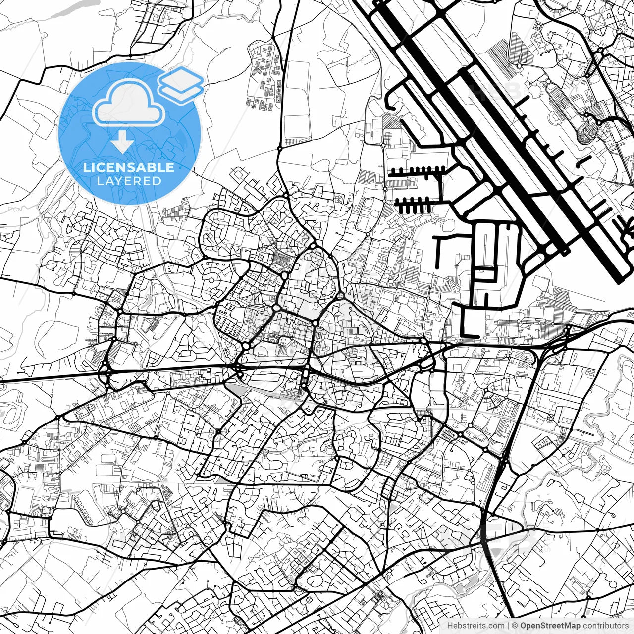 Layered PDF map of Colomiers, Haute-Garonne, France