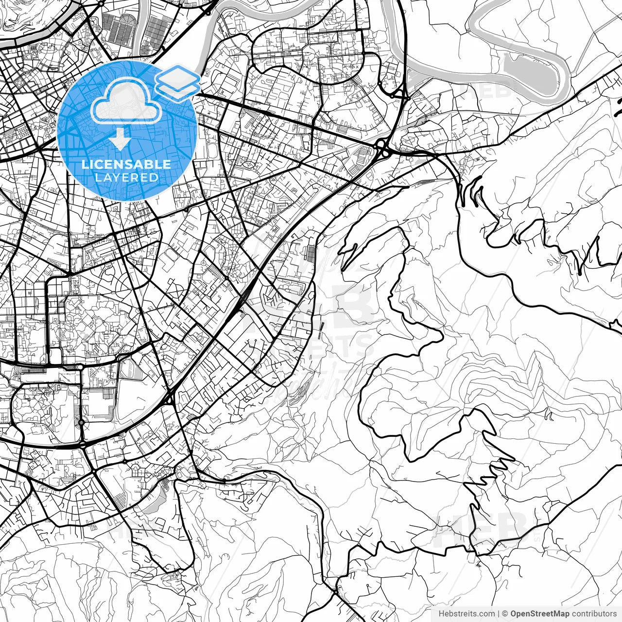 Layered PDF map of Saint-Martin-d Hères, Isère, France