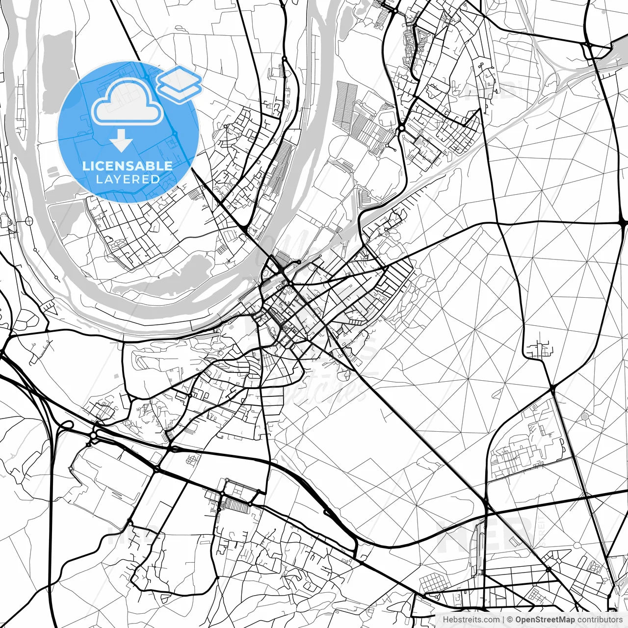 Layered PDF map of Poissy, Yvelines, France