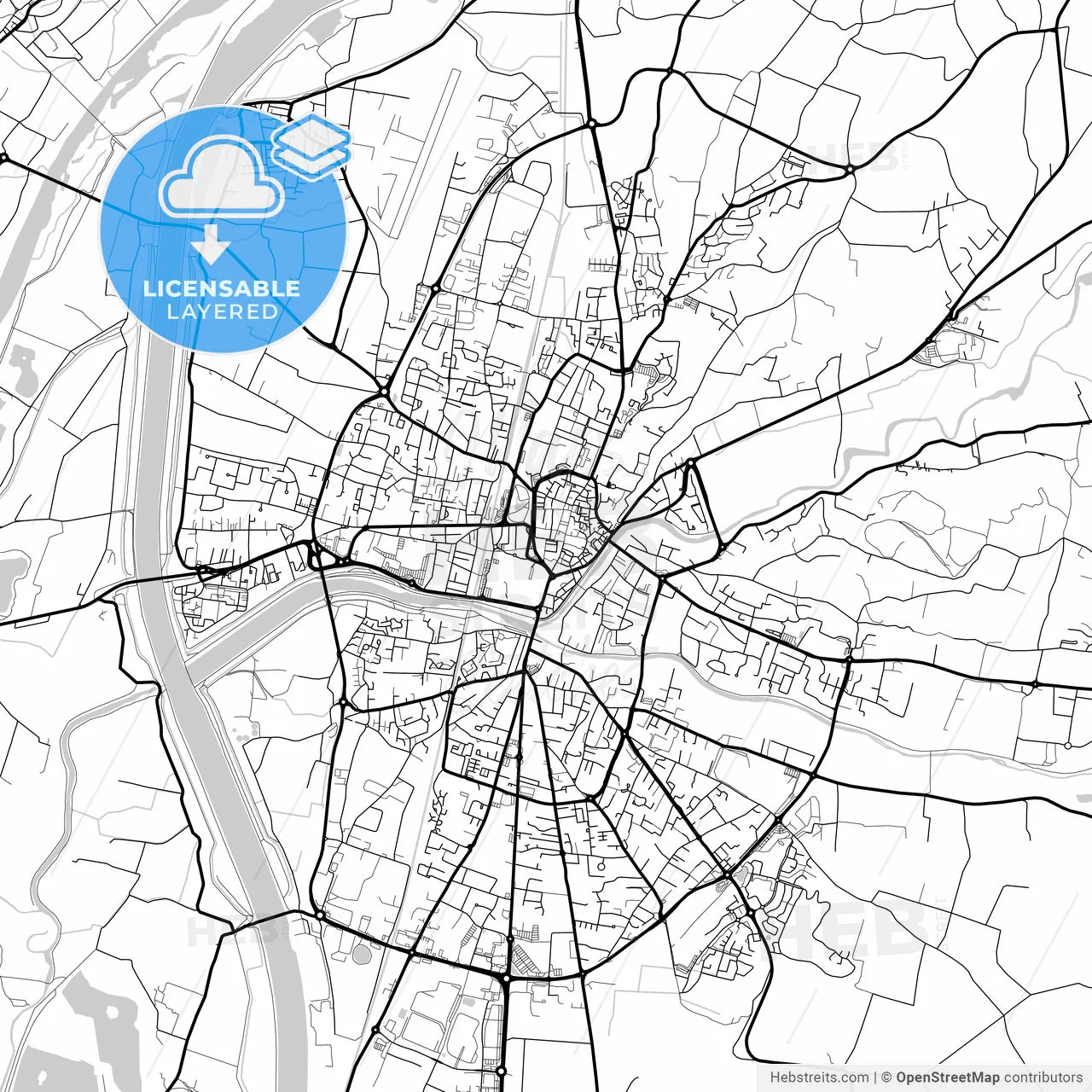 Layered PDF map of Montélimar, Drôme, France