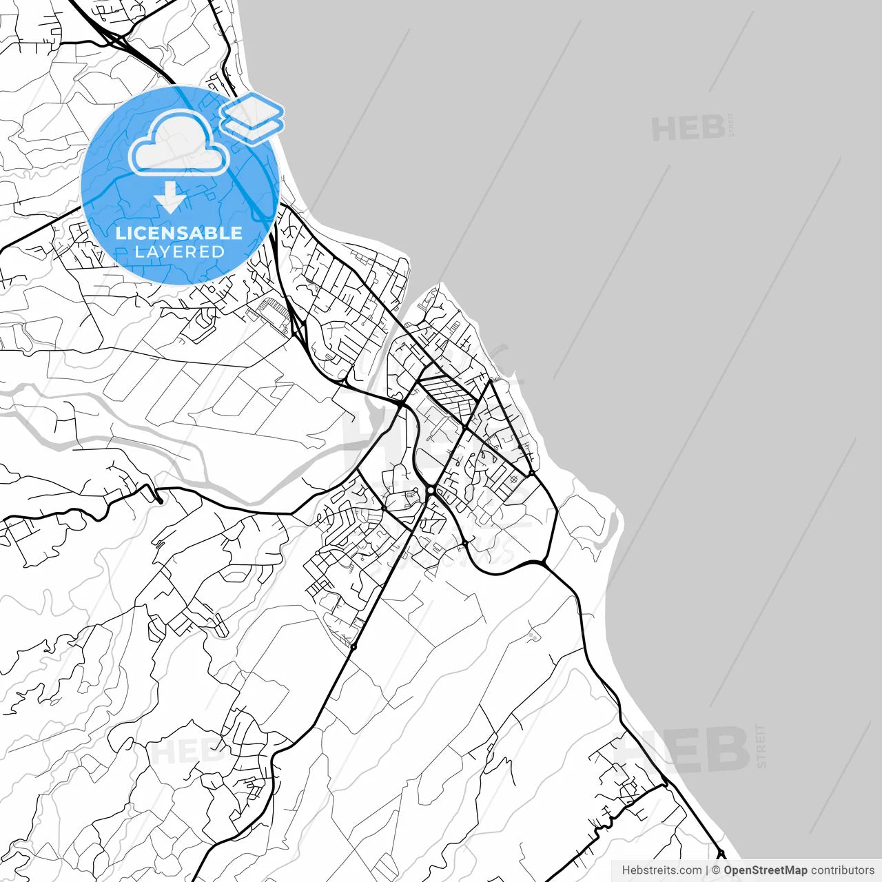 Layered PDF map of Saint-Benoît, Réunion, France