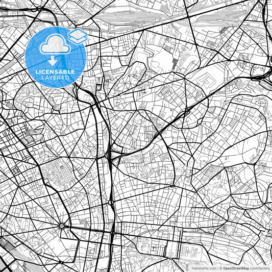 Layered PDF map of Bagnolet, Seine-Saint-Denis, France