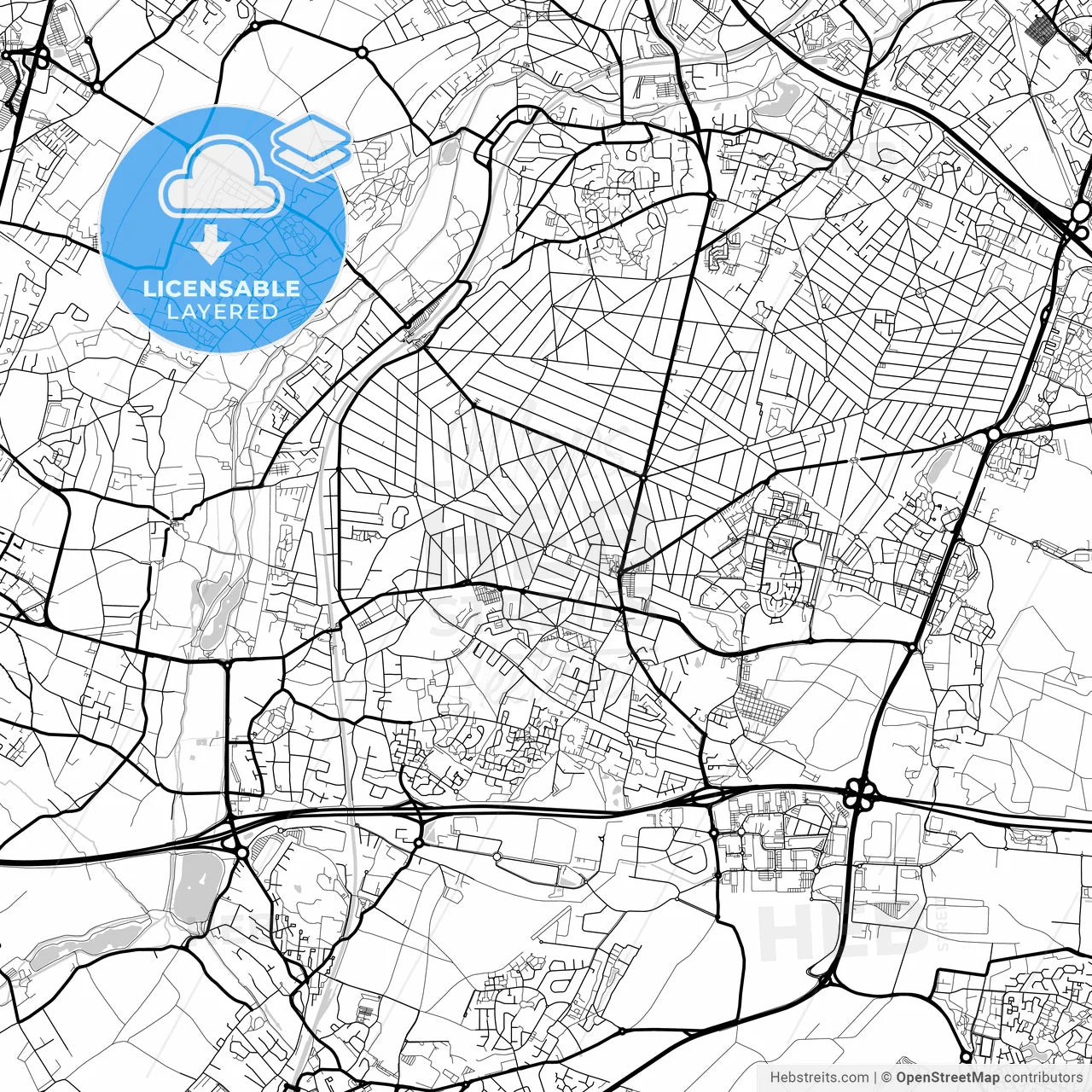 Layered PDF map of Sainte-Geneviève-des-Bois, Essonne, France