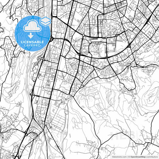 Layered PDF map of Échirolles, Isère, France