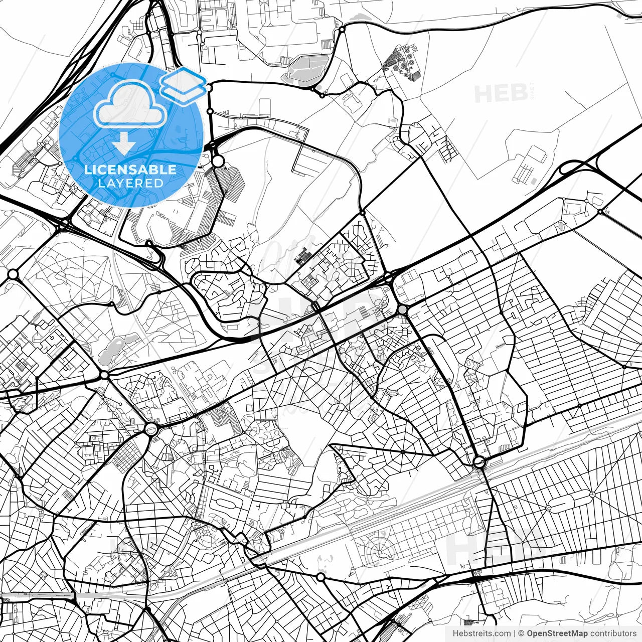 Layered PDF map of Villepinte, Seine-Saint-Denis, France