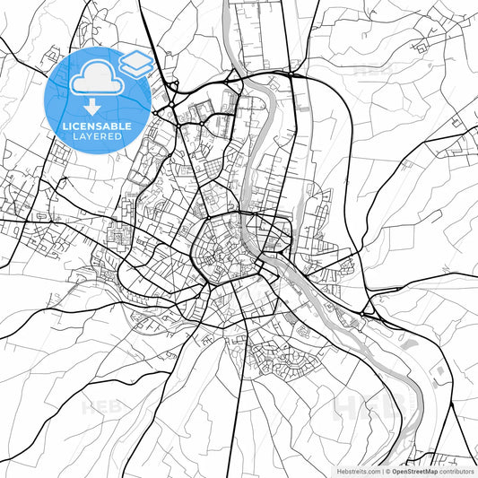 Layered PDF map of Auxerre, Yonne, France