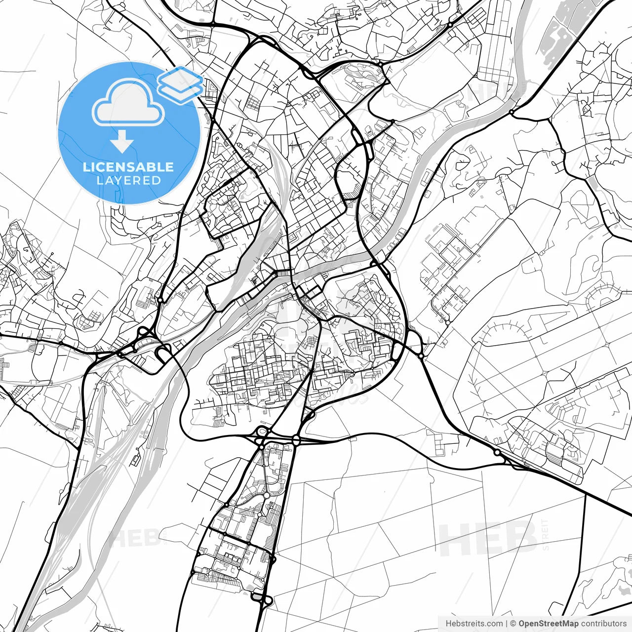 Layered PDF map of Creil, Oise, France