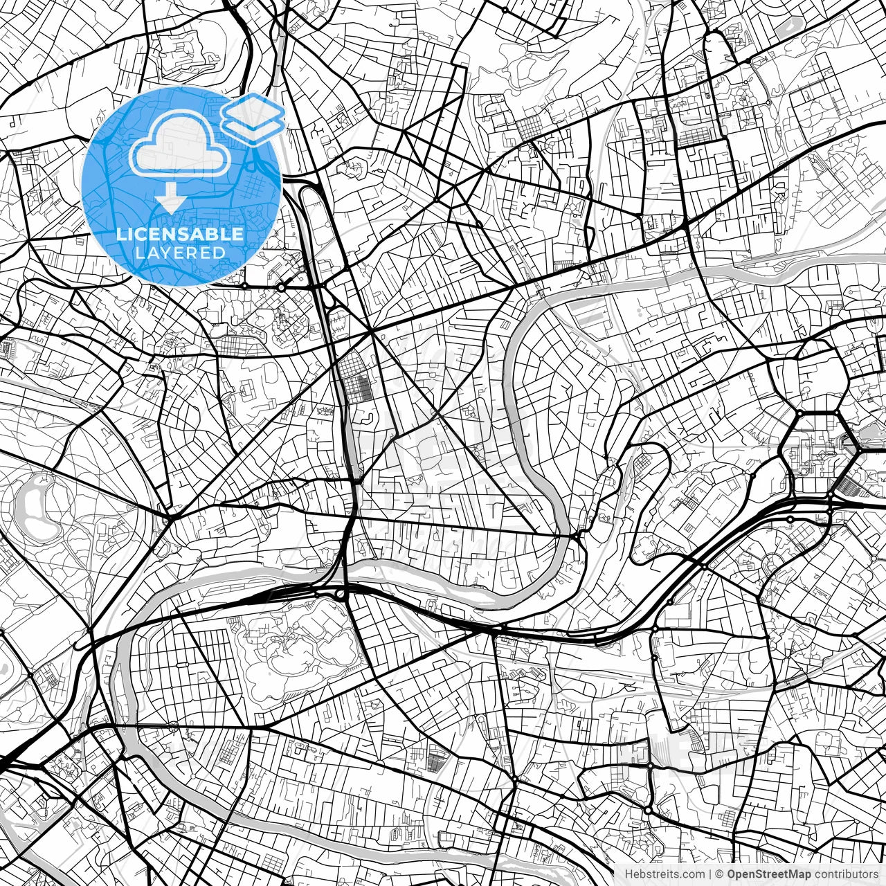 Layered PDF map of Le Perreux-sur-Marne, Val-de-Marne, France