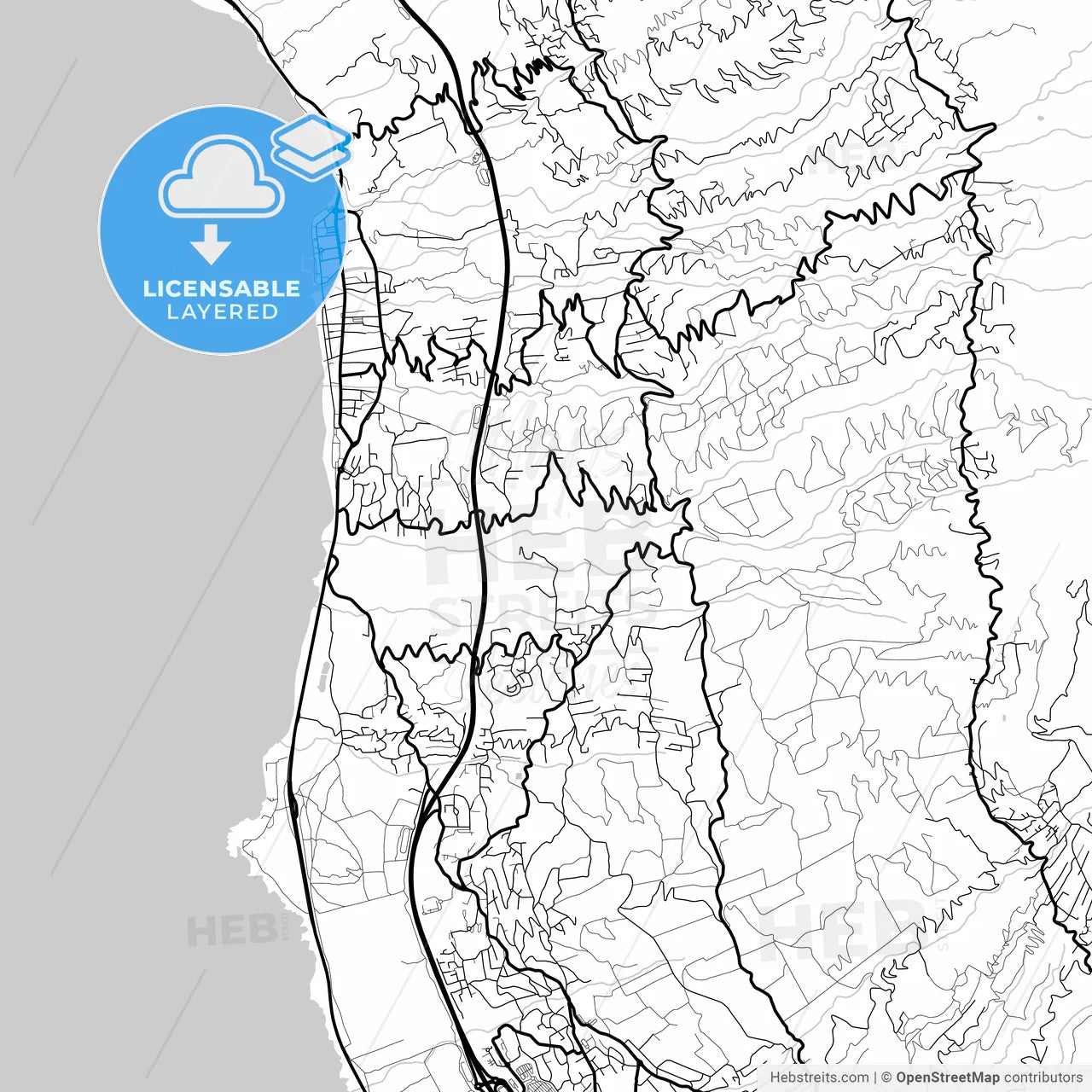 Layered PDF map of Saint-Leu, Réunion, France