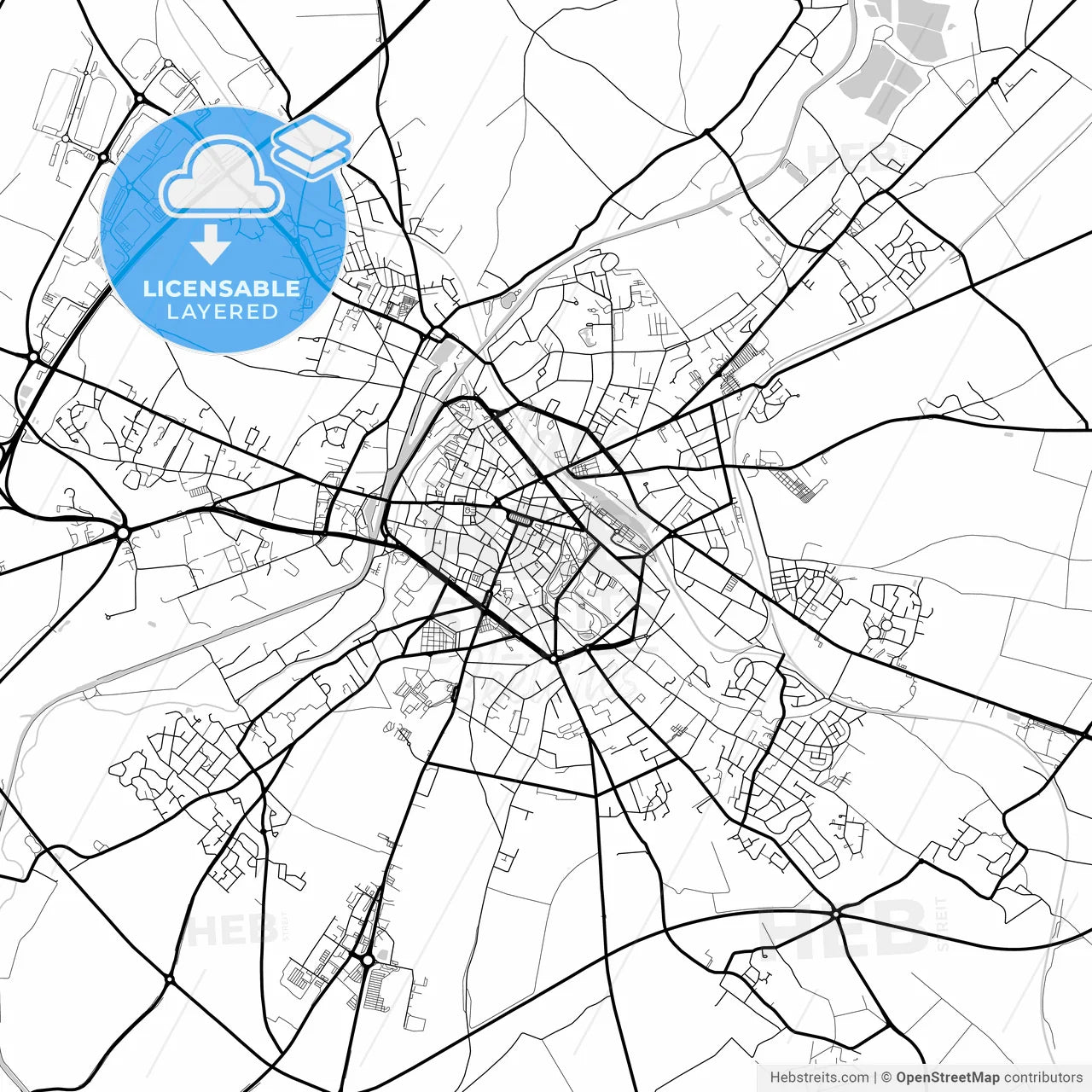 Layered PDF map of Cambrai, Nord, France