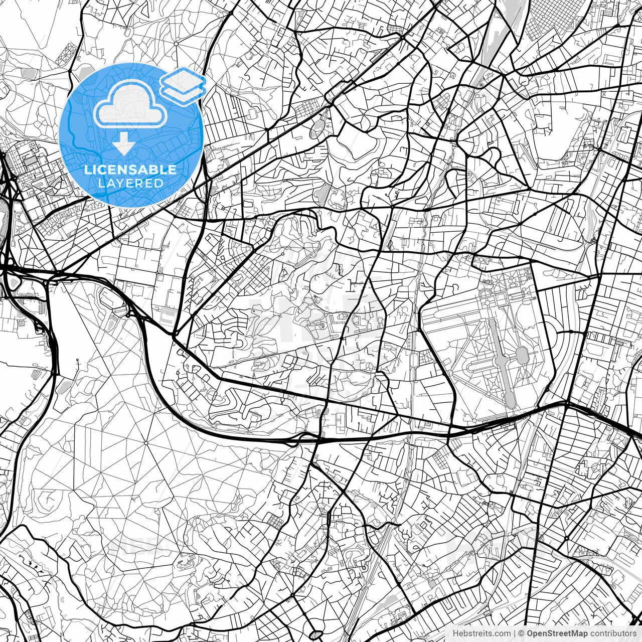Layered PDF map of Châtenay-Malabry, Hauts-de-Seine, France