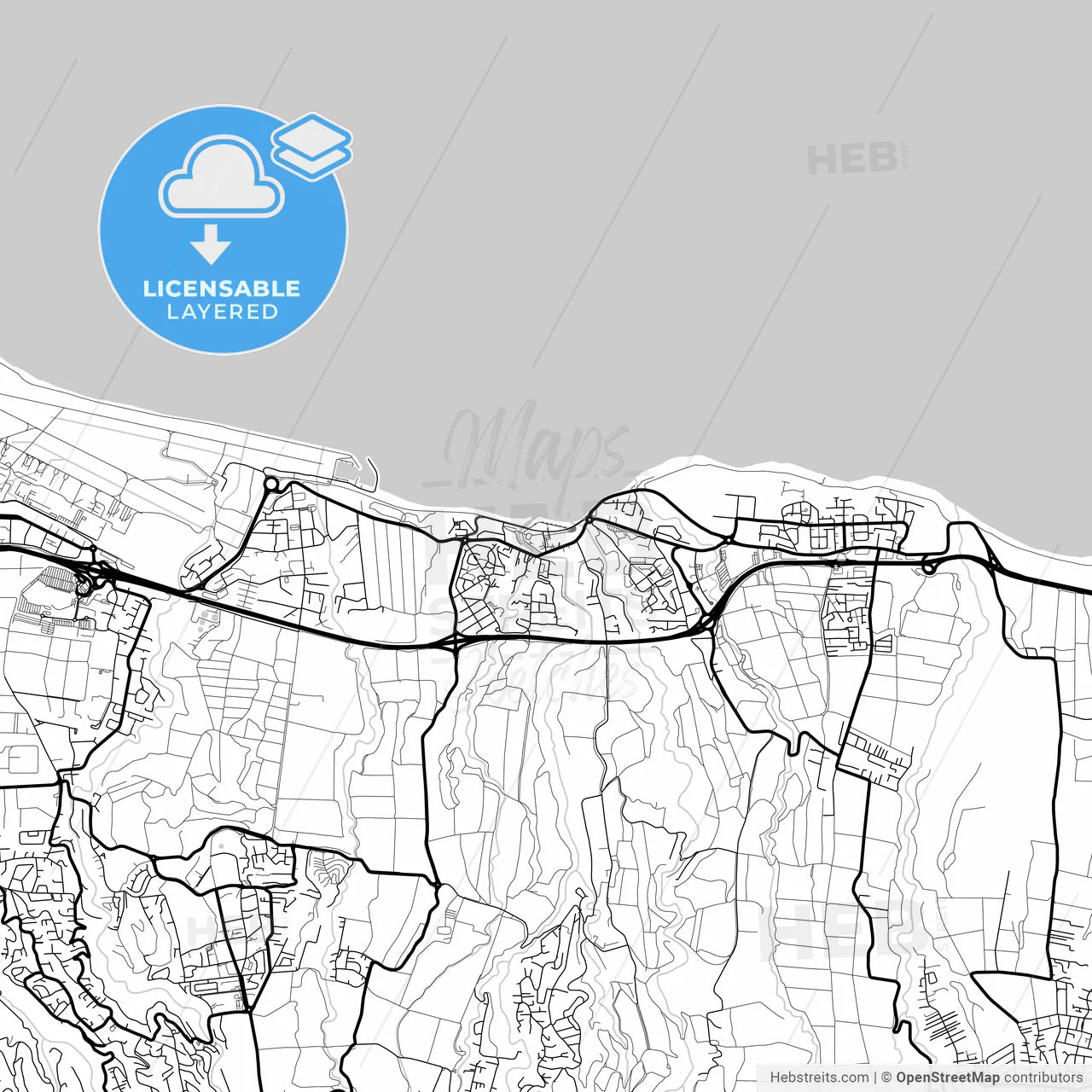 Layered PDF map of Sainte-Marie, Réunion, France