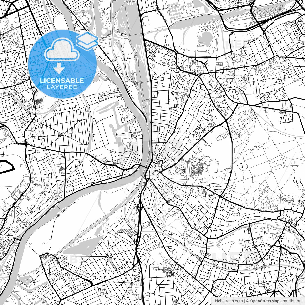 Layered PDF map of Villeneuve-Saint-Georges, Val-de-Marne, France