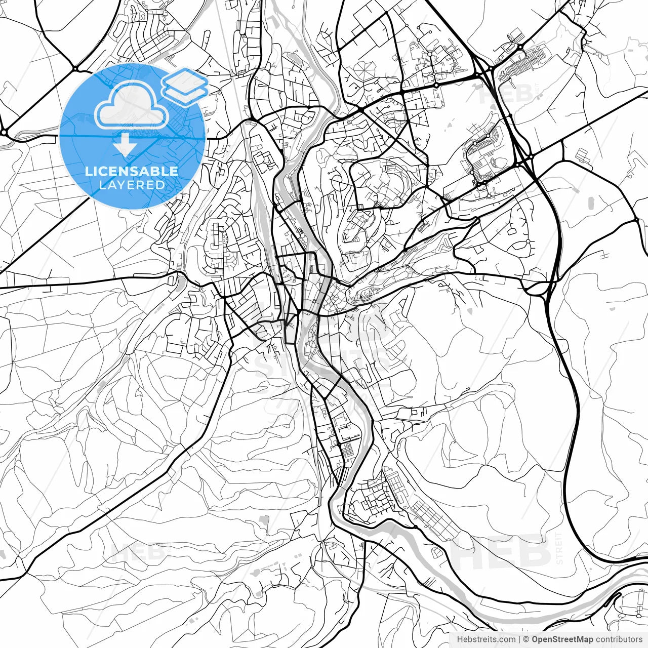 Layered PDF map of Épinal, Vosges, France