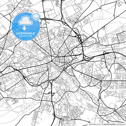 Layered PDF map of Lens, Pas-de-Calais, France