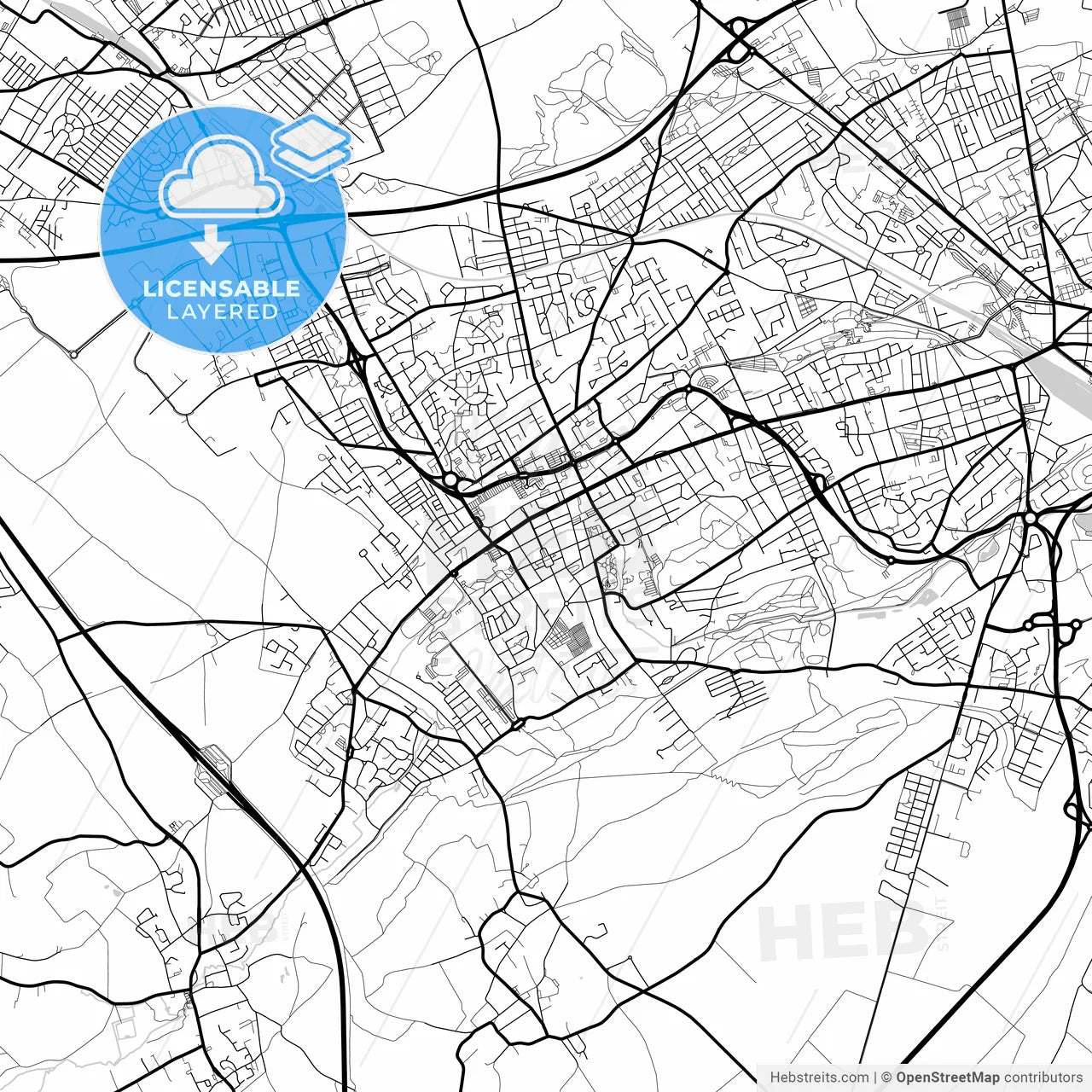 Layered PDF map of Liévin, Pas-de-Calais, France