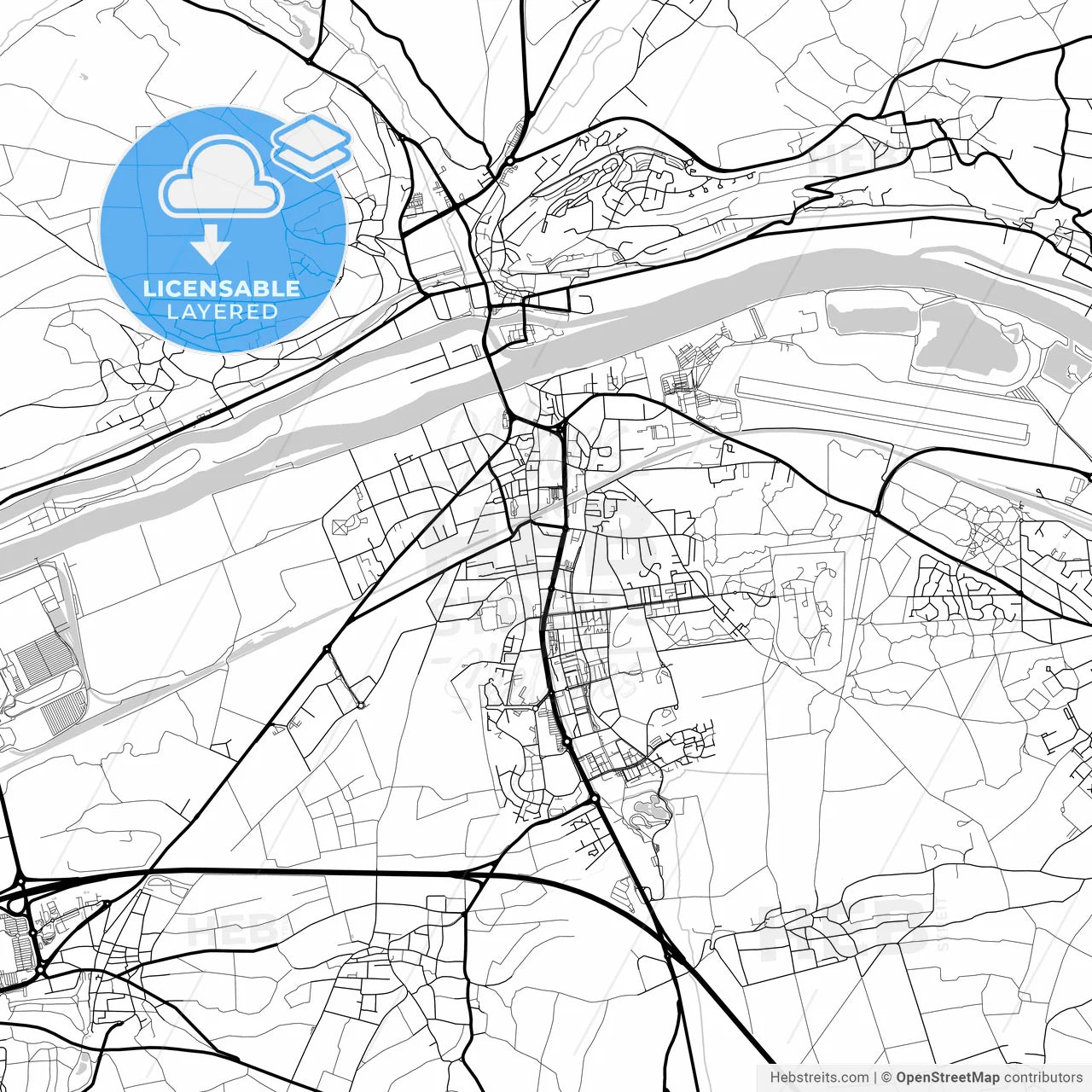 Layered PDF map of Les Mureaux, Yvelines, France