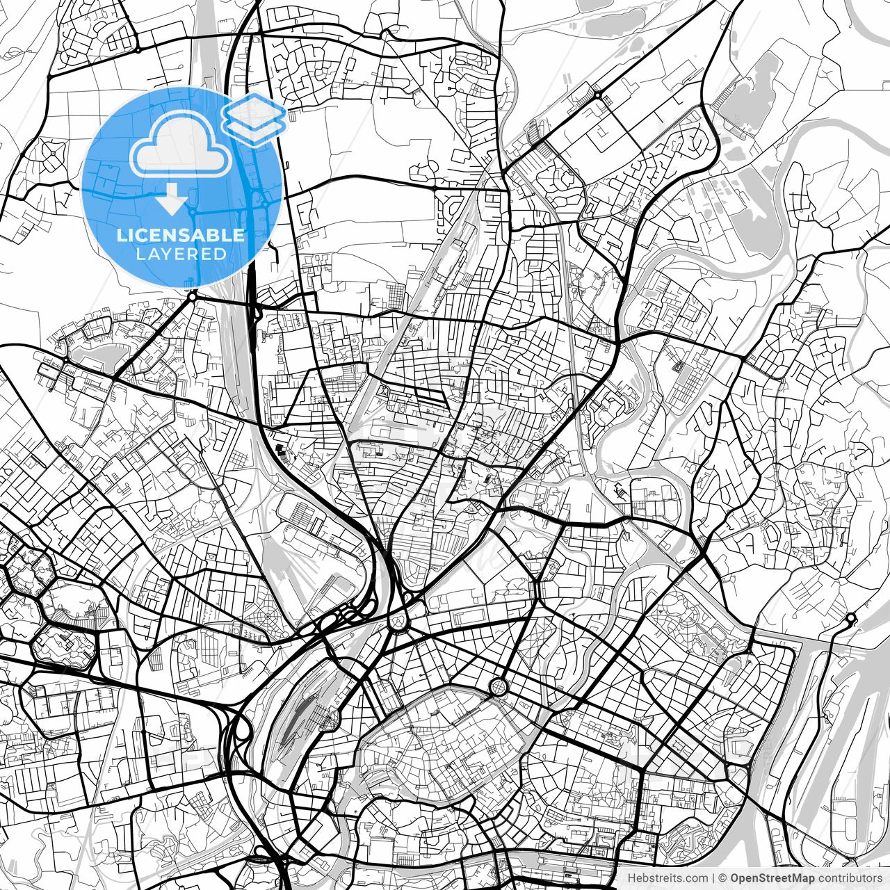 Layered PDF map of Schiltigheim, Bas-Rhin, France