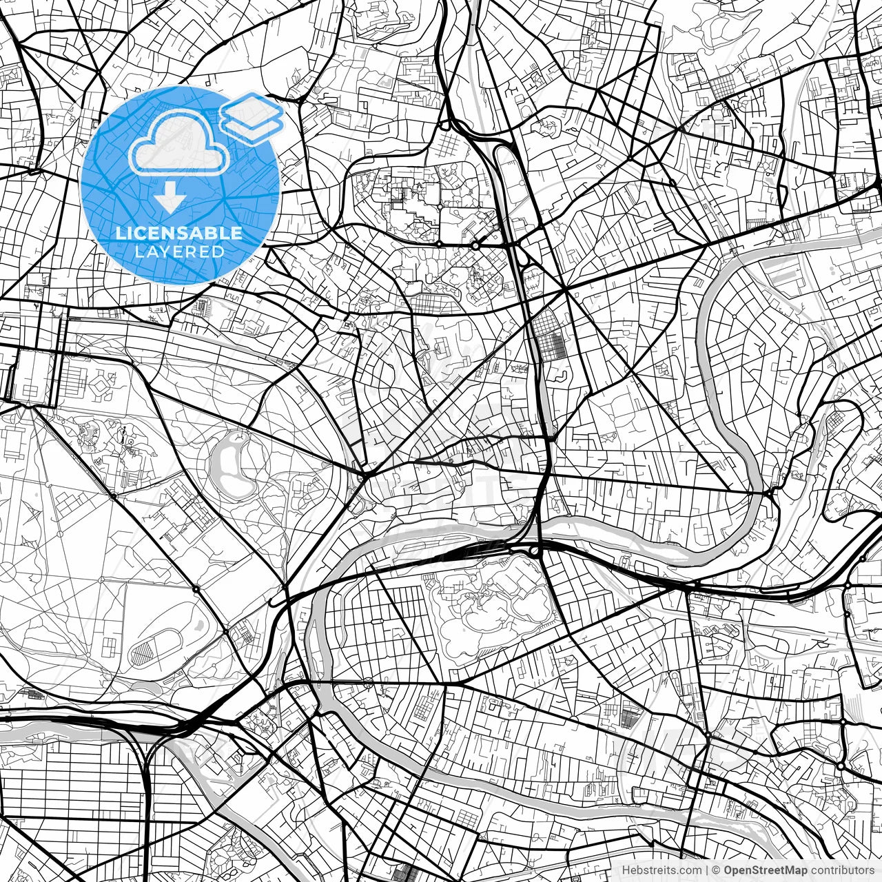 Layered PDF map of Nogent-sur-Marne, Val-de-Marne, France