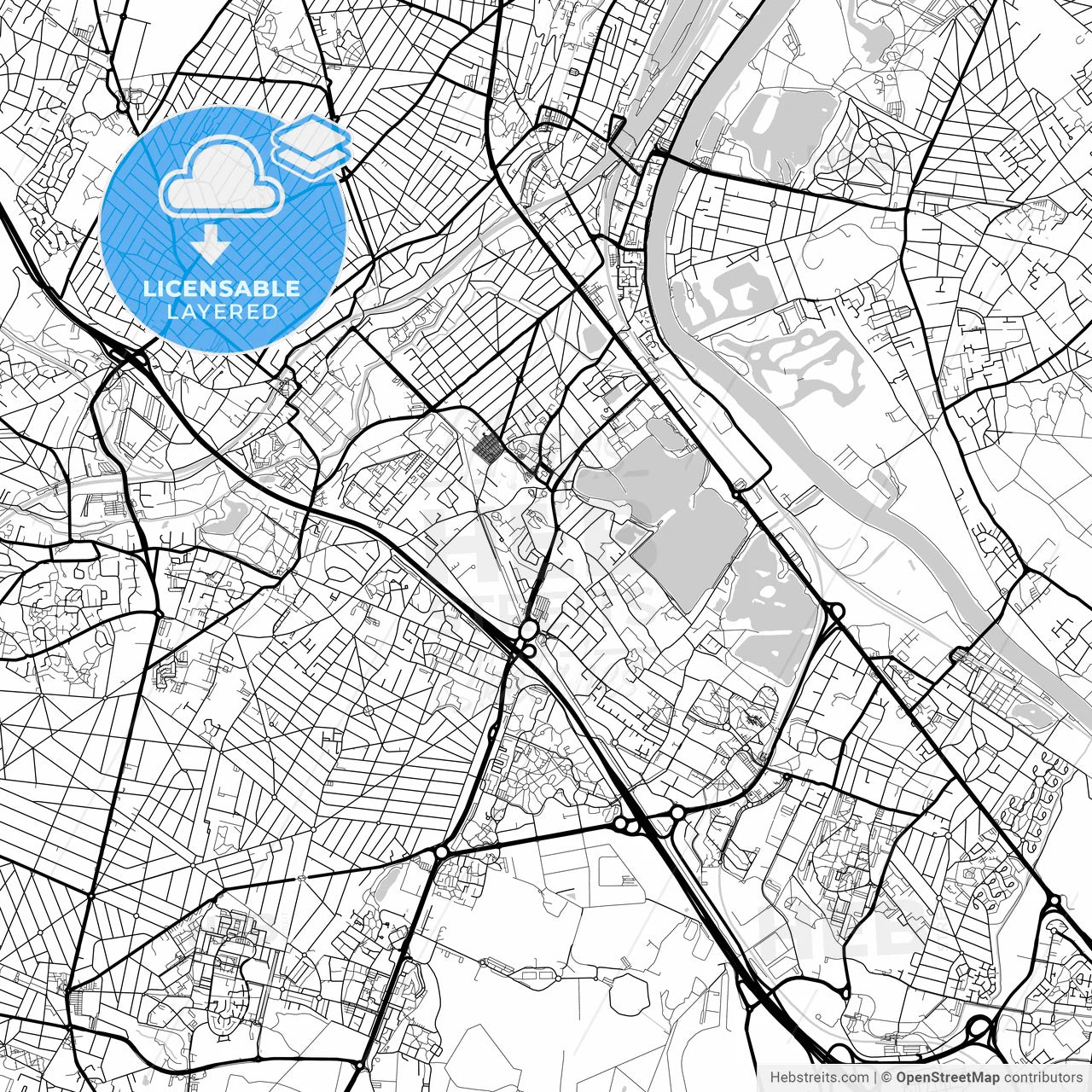 Layered PDF map of Viry-Châtillon, Essonne, France