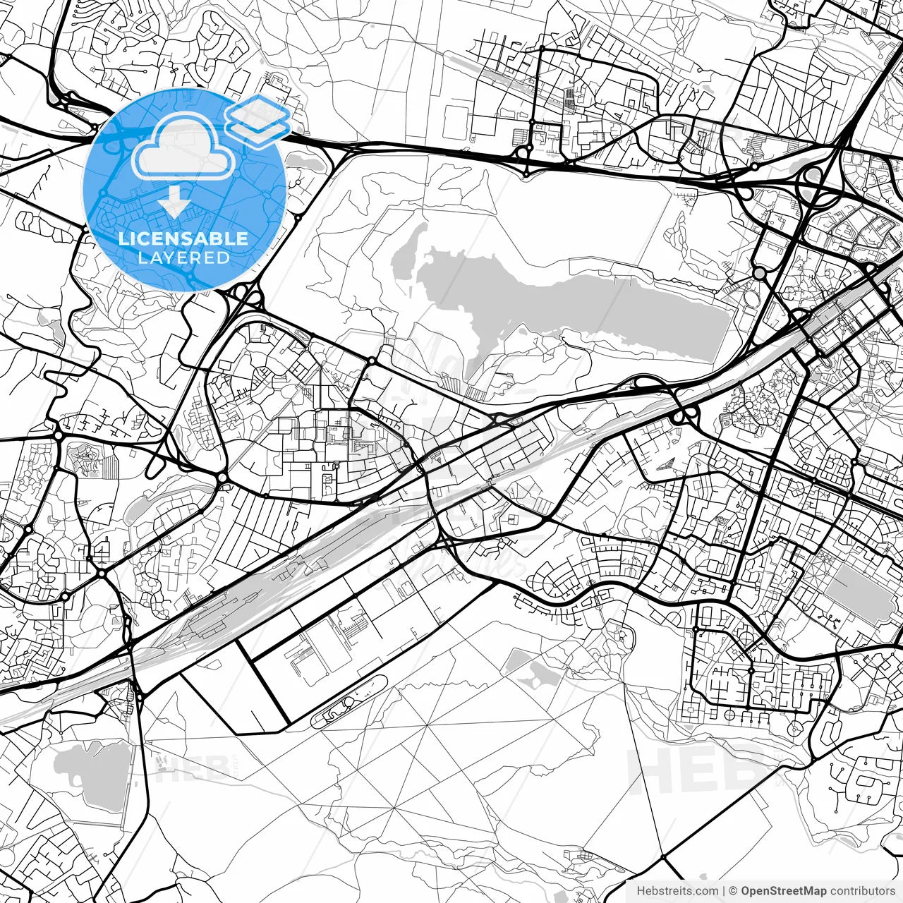 Layered PDF map of Trappes, Yvelines, France