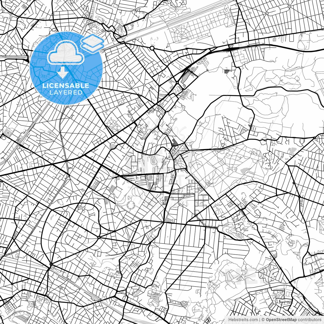 Layered PDF map of Clichy-sous-Bois, Seine-Saint-Denis, France