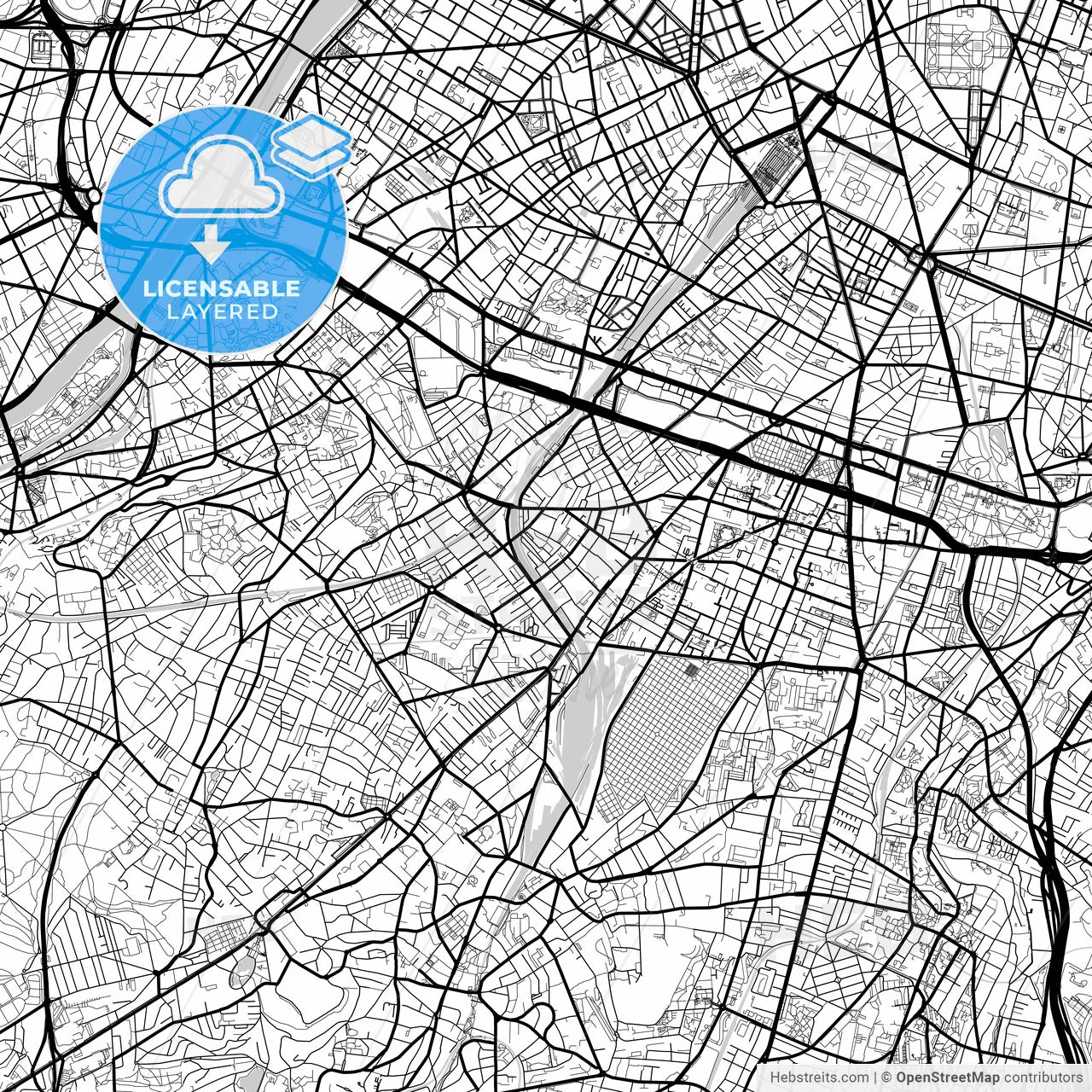 Layered PDF map of Malakoff, Hauts-de-Seine, France