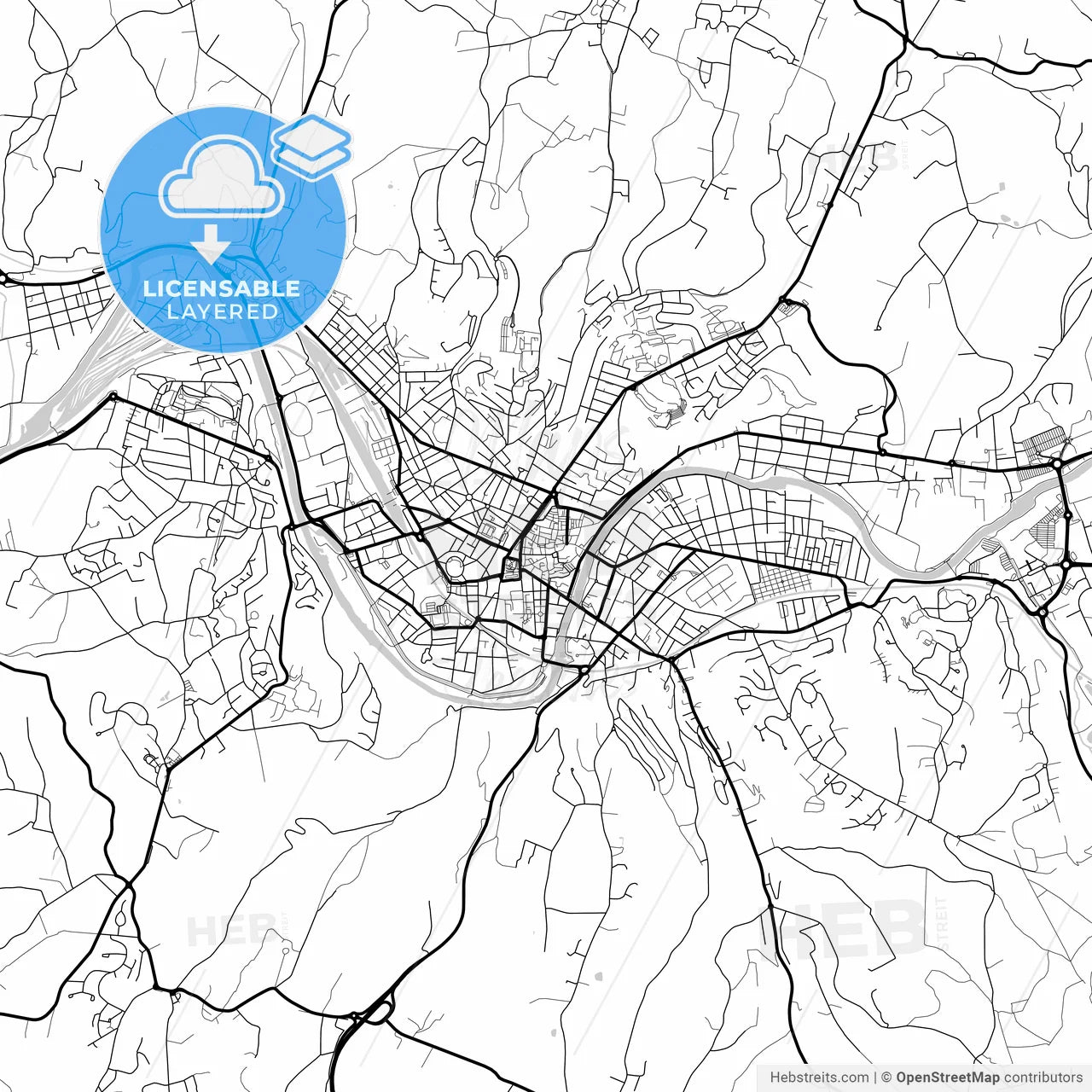 Layered PDF map of Périgueux, Dordogne, France