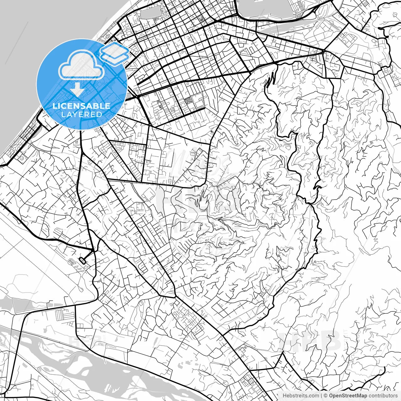 Layered PDF map of Batumi, Adjara, Georgia