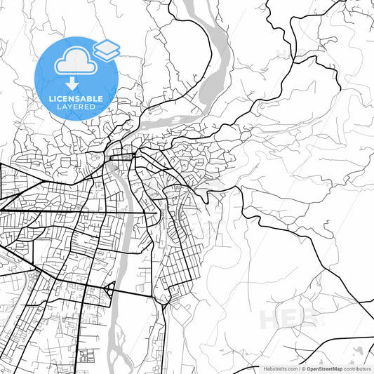 Layered PDF map of Kutaisi, Imereti, Georgia