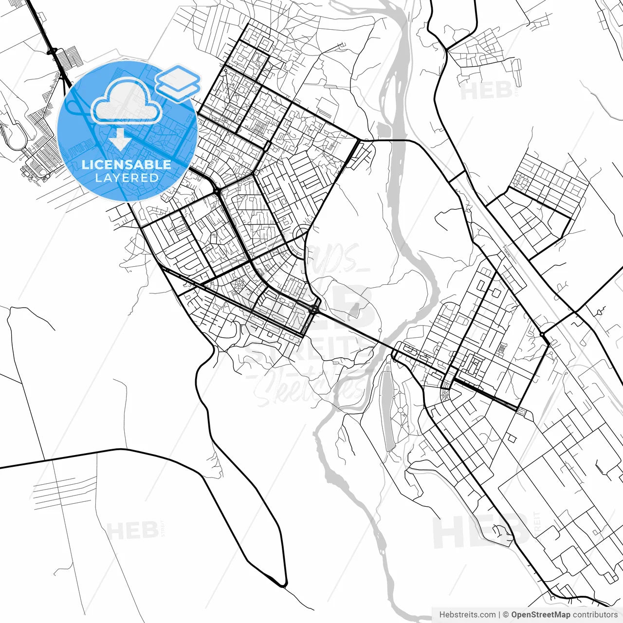 Layered PDF map of Rustavi, Kvemo Kartli, Georgia