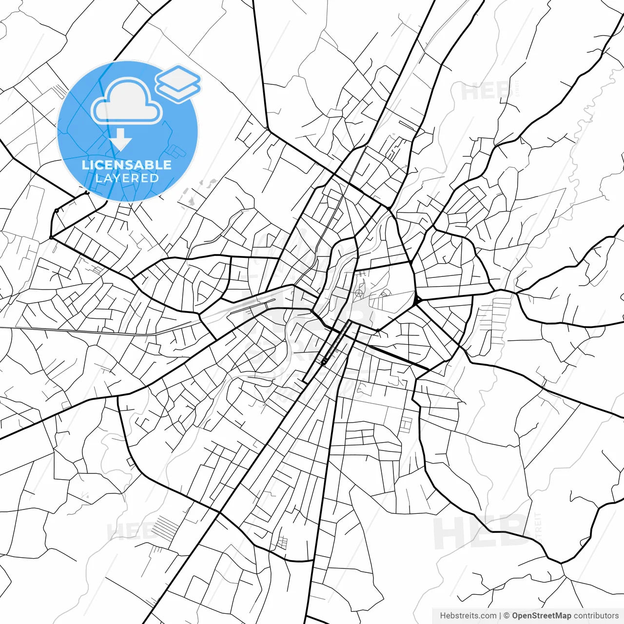 Layered PDF map of Zugdidi, Samegrelo-Zemo Svaneti, Georgia