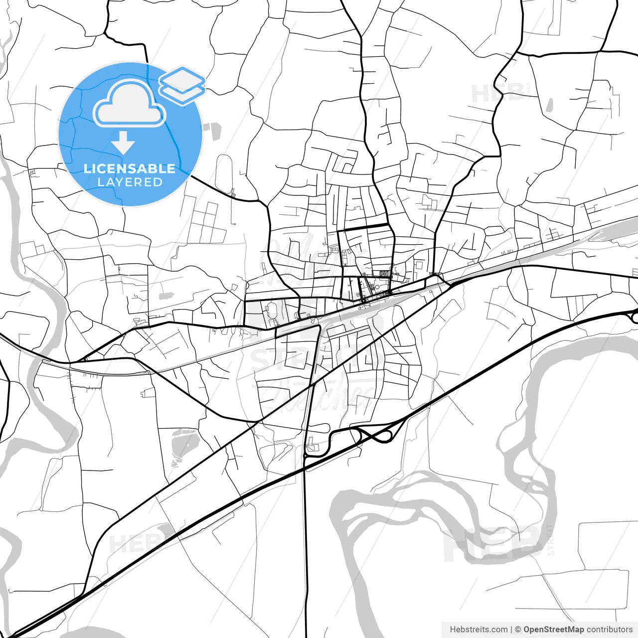 Layered PDF map of Samtredia, Imereti, Georgia