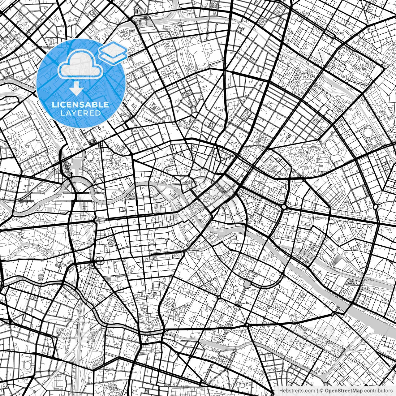 Layered PDF map of Berlin, Berlin, Germany