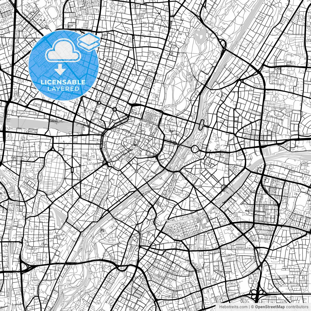 Layered PDF map of München, Bavaria, Germany