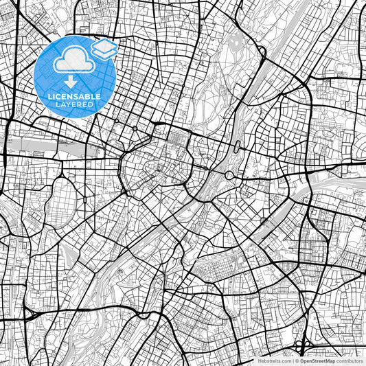 Layered PDF map of München, Bavaria, Germany